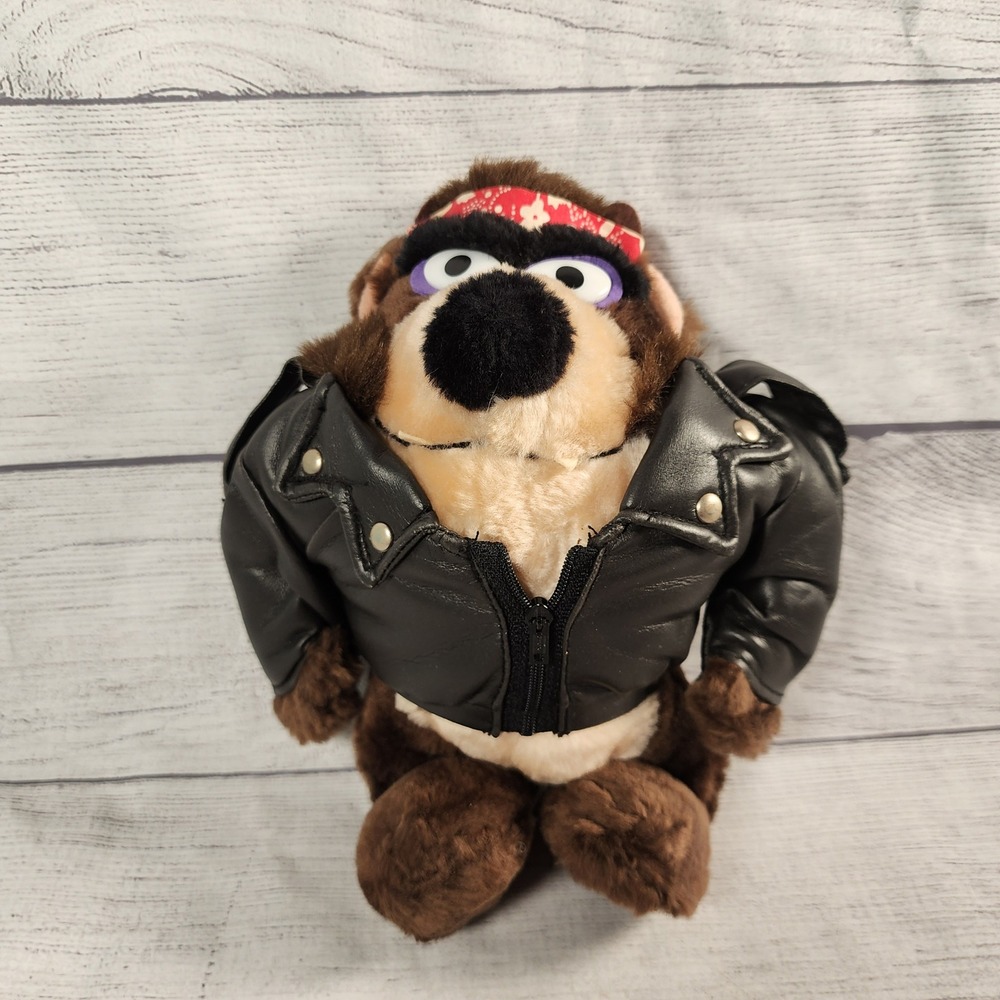 Vintage 1993 Looney Tunes Taz Tasmanian Devil Biker Plush 24K Company 9 Inch